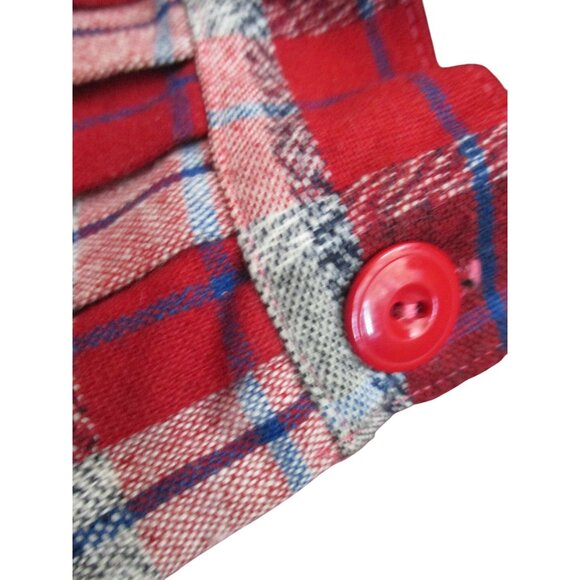 6/7 22" Waist Vintage Girl's Suspender Shorts Red Wool Plaid Pleated 1950's MCM - Picture 3 of 9